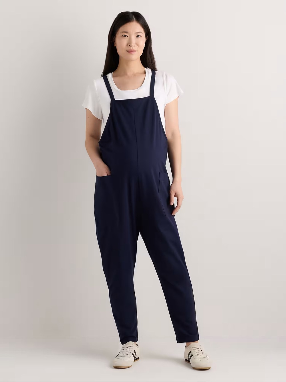 Quince Organic Cotton Maternity Overalls in Deep Navy Size Large